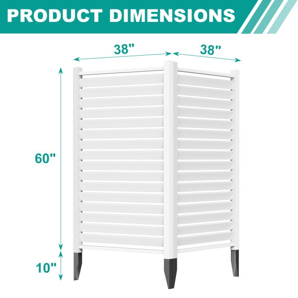 Air Conditioner Fence, White Vinyl Pool Equipment Enclosure Panel with Metal Stakes, Outdoor Trash Can Screen Privacy Fence Panels for Outside