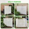 Air Conditioner Fence, White Vinyl Pool Equipment Enclosure Panel with Metal Stakes, Outdoor Trash Can Screen Privacy Fence Panels for Outside