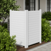 Air Conditioner Fence, White Vinyl Pool Equipment Enclosure Panel with Metal Stakes, Outdoor Trash Can Screen Privacy Fence Panels for Outside