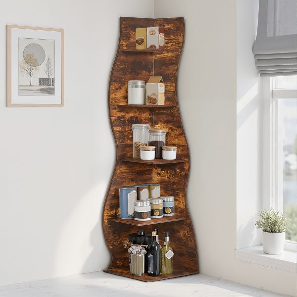 local-goods-image-211a2a4303e-86b8b6bf-62f7-4de4-a5e7-7b0b890b1c72_2000x2000.jpeg.format 5-Tier Corner Shelf, Modern Wall Corner Bookshelf, Stylish Bookcase Storage Rack for Small Space, Living Room, Bedroom, Home Office