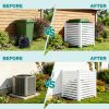 Air Conditioner Fence, White Vinyl Pool Equipment Enclosure Panel with Metal Stakes, Outdoor Trash Can Screen Privacy Fence Panels for Outside
