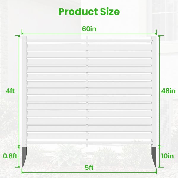 Air Conditioner Fence, White Vinyl Pool Equipment Enclosure Panel with Metal Stakes, Outdoor Trash Can Screen Privacy Fence Panels for Outside