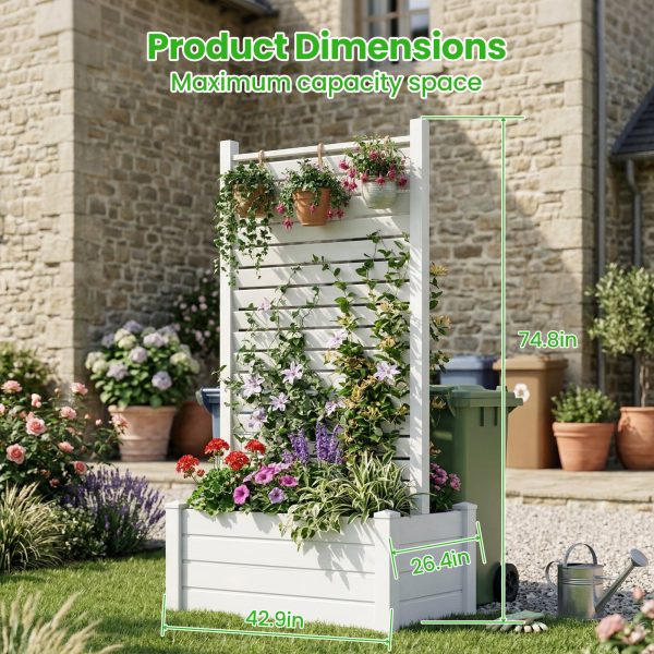 Air Conditioner Fence, White Vinyl Pool Equipment Enclosure Panel with Metal Stakes, Outdoor Trash Can Screen Privacy Fence Panels for Outside