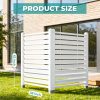 Air Conditioner Fence, White Vinyl Pool Equipment Enclosure Panel with Metal Stakes, Outdoor Trash Can Screen Privacy Fence Panels for Outside