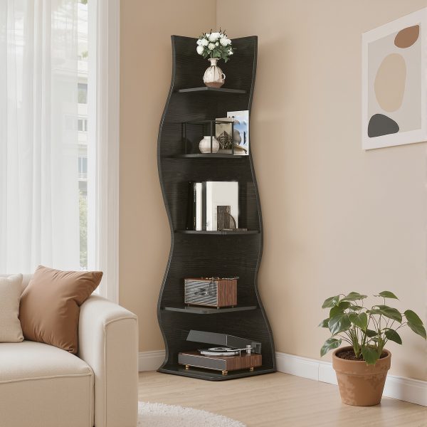 local-goods-image-211a2a4303e-acb66e8a-18f8-4f4e-8f8b-8167a8743b39_2000x2000.jpeg.format 5-Tier Corner Shelf, Modern Wall Corner Bookshelf, Stylish Bookcase Storage Rack for Small Space, Living Room, Bedroom, Home Office