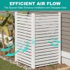 Air Conditioner Fence, White Vinyl Pool Equipment Enclosure Panel with Metal Stakes, Outdoor Trash Can Screen Privacy Fence Panels for Outside
