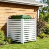 Air Conditioner Fence, White Vinyl Pool Equipment Enclosure Panel with Metal Stakes, Outdoor Trash Can Screen Privacy Fence Panels for Outside