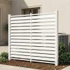 Air Conditioner Fence, White Vinyl Pool Equipment Enclosure Panel with Metal Stakes, Outdoor Trash Can Screen Privacy Fence Panels for Outside