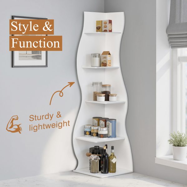 local-goods-image-211a2a4303e-f62a2830-0807-472f-8029-0c6e68a5589c_2000x2000.jpeg.format 5-Tier Corner Shelf, Modern Wall Corner Bookshelf, Stylish Bookcase Storage Rack for Small Space, Living Room, Bedroom, Home Office