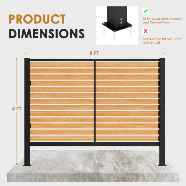 96" W x 72" H Outdoor Privacy Screens, Air Conditioner Fence Panels, Pool Equipment Enclosure, Trash Can Screens Fence Kit for Outside Backyard Patio