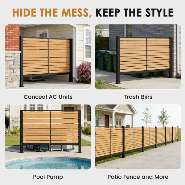 96" W x 72" H Outdoor Privacy Screens, Air Conditioner Fence Panels, Pool Equipment Enclosure, Trash Can Screens Fence Kit for Outside Backyard Patio