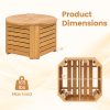 COSTWAY Outdoor Acacia Wood Side Table with Umbrella Hole, Square/Round Slatted Coffee End Table with Storage, Removable Base & Outside Storage Box for Backyard, Balcony, Poolside