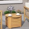 COSTWAY Outdoor Acacia Wood Side Table with Umbrella Hole, Square/Round Slatted Coffee End Table with Storage, Removable Base & Outside Storage Box for Backyard, Balcony, Poolside
