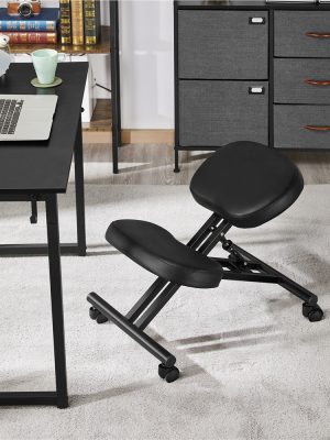 Costoffs Kneeling Chair Adjustable Knee Stool, Ergonomic Posture Chair Swivel Office Chair with Cushion Pad & Flexible Rolling Casters