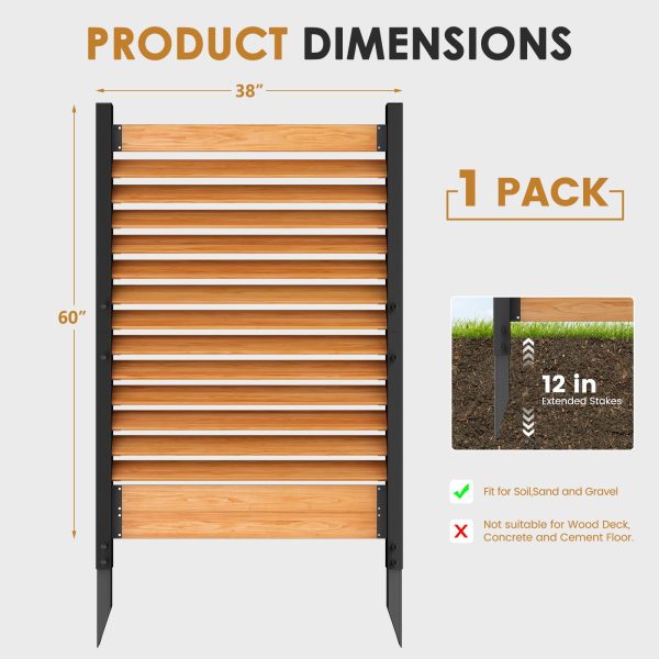 38" W x 60" H Air Conditioner Fence, Ideal Outdoor Privacy Wall, No-Dig Wood Privacy Screen, Pool Equipment Enclosure, Trash Can Enclosures, Privacy Fence Panels for Outside