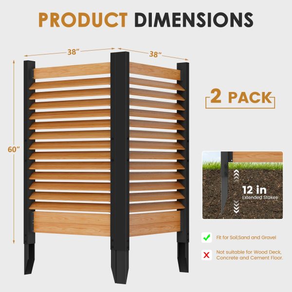 38" W x 60" H Air Conditioner Fence, Ideal Outdoor Privacy Wall, No-Dig Wood Privacy Screen, Pool Equipment Enclosure, Trash Can Enclosures, Privacy Fence Panels for Outside