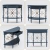 local-goods-image-211a2a49ed4-35d13510-d5fe-4297-aec4-759b8aff6298_2000x2000.jpeg.format 40" Retro Curved Half Moon Console Table with Drawer Storage & Open Shelf, Half Moon Console Table for Entryway, Circle Sofa Table with Geometric Base, Wood Accent Table for Living Room, Hallway, Foyer, Entrance