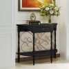 local-goods-image-211a2a49ed4-69324e0f-dc27-44fb-b360-07cfe87a4a69_2000x2000.jpeg.format 40" Retro Curved Half Moon Console Table with Drawer Storage & Open Shelf, Half Moon Console Table for Entryway, Circle Sofa Table with Geometric Base, Wood Accent Table for Living Room, Hallway, Foyer, Entrance