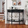 local-goods-image-211a2a49ed4-704ff126-1fca-4f34-bb53-e4e65c417d37_1920x1920.jpeg.format 40" Retro Curved Half Moon Console Table with Drawer Storage & Open Shelf, Half Moon Console Table for Entryway, Circle Sofa Table with Geometric Base, Wood Accent Table for Living Room, Hallway, Foyer, Entrance