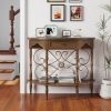 local-goods-image-211a2a49ed4-740f607c-0205-44aa-9547-826ad984b5ce_2000x2000.jpeg.format 40" Retro Curved Half Moon Console Table with Drawer Storage & Open Shelf, Half Moon Console Table for Entryway, Circle Sofa Table with Geometric Base, Wood Accent Table for Living Room, Hallway, Foyer, Entrance
