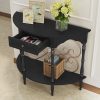 local-goods-image-211a2a49ed4-7e69304b-f232-4293-9cab-a8af3464c4a9_2000x2000.jpeg.format 40" Retro Curved Half Moon Console Table with Drawer Storage & Open Shelf, Half Moon Console Table for Entryway, Circle Sofa Table with Geometric Base, Wood Accent Table for Living Room, Hallway, Foyer, Entrance