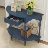 local-goods-image-211a2a49ed4-9552cecf-4cd9-4a03-9754-9fea1bdf3671_2000x2000.jpeg.format 40" Retro Curved Half Moon Console Table with Drawer Storage & Open Shelf, Half Moon Console Table for Entryway, Circle Sofa Table with Geometric Base, Wood Accent Table for Living Room, Hallway, Foyer, Entrance