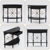 local-goods-image-211a2a49ed4-c2c77de2-3d06-4487-8a50-3ecfa665c6f2_2000x2000.jpeg.format 40" Retro Curved Half Moon Console Table with Drawer Storage & Open Shelf, Half Moon Console Table for Entryway, Circle Sofa Table with Geometric Base, Wood Accent Table for Living Room, Hallway, Foyer, Entrance