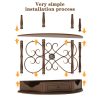 local-goods-image-211a2a49ed4-d070e4f9-7824-4760-856a-b32594b4be86_2000x2000.jpeg.format 40" Retro Curved Half Moon Console Table with Drawer Storage & Open Shelf, Half Moon Console Table for Entryway, Circle Sofa Table with Geometric Base, Wood Accent Table for Living Room, Hallway, Foyer, Entrance