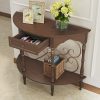 local-goods-image-211a2a49ed4-dfb8aa67-38d9-46e7-88f8-d4168adde8f1_2000x2000.jpeg.format 40" Retro Curved Half Moon Console Table with Drawer Storage & Open Shelf, Half Moon Console Table for Entryway, Circle Sofa Table with Geometric Base, Wood Accent Table for Living Room, Hallway, Foyer, Entrance