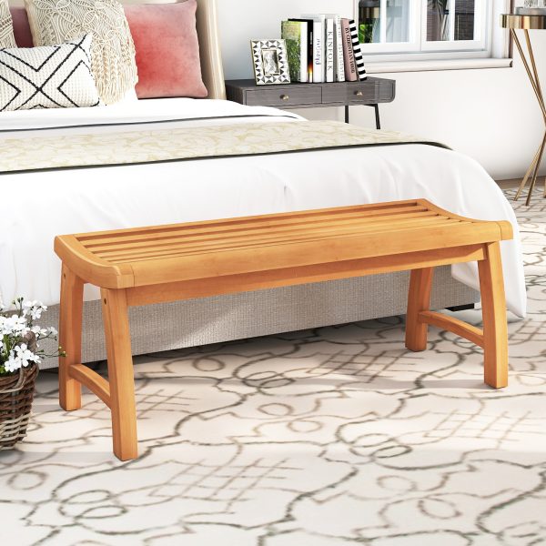 local-goods-image-211a2a4a1cc-ebcfc5c9-ae98-47d5-b32d-463b467e0f8e COSTWAY Teak Wood Outdoor Backless Bench, 2-Person Patio Garden Dining Bench with Contoured Slatted Seat, 800 lbs Capacity, Outside Loveseat Seating Furniture for Porch, Balcony, Deck and Yard