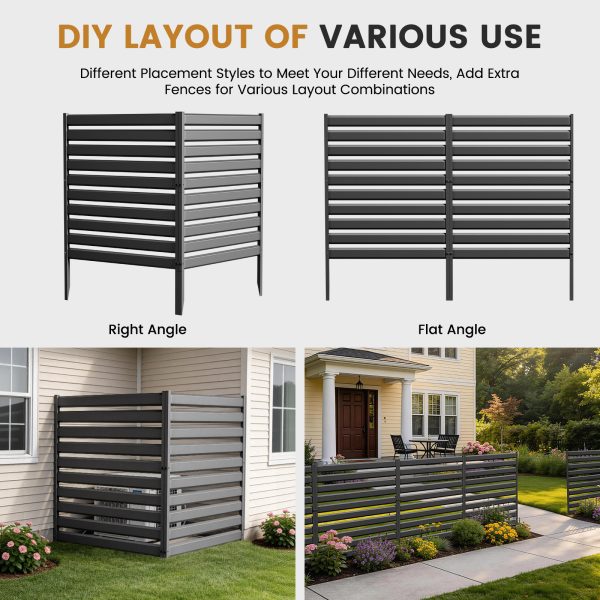 38" W Air Conditioner Fence Panels Screen Trash Can Metal Privacy Fence Panels for Outside Unit,Pool Eequipment Enclosure, No Dig Backyard Fencing (Black)