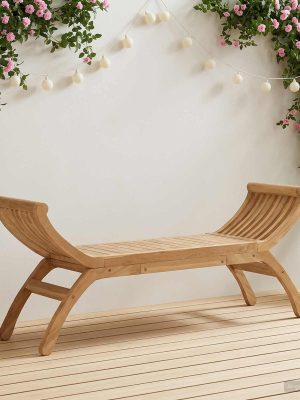 vidaXL Garden Bench Natural Solid Teak Wood Seating Outdoor Modern Patio Style