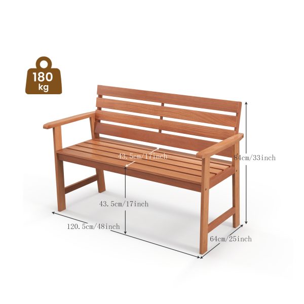 local-goods-image-2123a60e88-a0bbae4e-041c-4f61-895d-7527deea8169 COSTWAY Outdoor Hardwood Loveseat Bench, 2 Persons Wood Patio Chair with Slatted Seat & Angled Backrest, Ergonomic Garden Bench for Porch, Backyard, Balcony