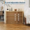 local-goods-image-21292023-2f1a6294-5a3f-4884-8e97-86020d9ad6ce 46.7" Sideboard Buffet Cabinet with Storage, Wooden Fluted Storage Cabinet Sideboard with Adjustable Shelves and 3 Doors, Wood Accent Credenza Coffee Bar Table for Kitchen Living Room- Natural