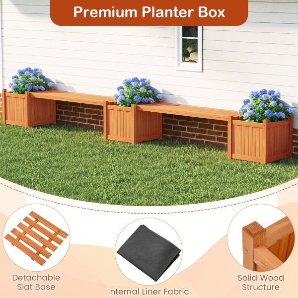 local-goods-image-212a0cb8ac-4eb2d221-3765-455c-b07f-2cea563322b6 COSTWAY Hardwood Planter Box w/ Bench, Garden Bench w/ 2 Side Flower Boxes, Teak Oil Finish & Open-ended Base, Outdoor Plant Container for Garden, Yard, Balcony, DIY Assembly