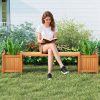 local-goods-image-212a0cb8ac-f7a3cb91-90ce-41ab-8560-bfade02231e7 COSTWAY Hardwood Planter Box w/ Bench, Garden Bench w/ 2 Side Flower Boxes, Teak Oil Finish & Open-ended Base, Outdoor Plant Container for Garden, Yard, Balcony, DIY Assembly