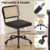 local-goods-image-21a488c39c-26ee3227-5a8b-41ba-8443-b84838b430d0_2000x2000.jpeg.format Armless Home Office Chair with Wheels, PU Leather Seat, Height Adjustable 360° Swivel Desk Chair with Rattan Back for Bedroom, Home Office, Small Spaces