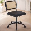 local-goods-image-21a488c39c-282746cf-46e7-40d3-9b8c-a0248394c49a_2000x2000.jpeg.format Armless Home Office Chair with Wheels, PU Leather Seat, Height Adjustable 360° Swivel Desk Chair with Rattan Back for Bedroom, Home Office, Small Spaces