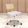 local-goods-image-21a488c39c-cb3a9bce-14c8-4777-bdfa-f1444a05300f_2000x2000.jpeg.format Armless Home Office Chair with Wheels, PU Leather Seat, Height Adjustable 360° Swivel Desk Chair with Rattan Back for Bedroom, Home Office, Small Spaces