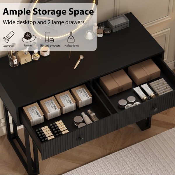 local-goods-image-21e8d1a6-cb0cb499-dd0b-4324-aa88-77d4f438300e IDEALHOUSE Vanity Desk with Mirror and Lights, 49.2”H Makeup Vanity with 3 Color Lights and Adjustable Brightness, Bedroom Vanity Table with 2 Drawers, Black