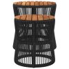 vidaXL Patio Side Tables 2 pcs with Wooden Top Beige Poly Rattan
