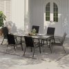 Set of 6 Brown Outdoor Patio Chairs with High Back, Stackable and All-Weather Resistant Textilene Fabric, Perfect for Backyard, Poolside, Garden, and Balcony Dining