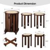4/6 PCS Stackable Stools, Rubber Wood Stool with Rattan Woven Seat and Mobile Base, Stacking Side Stool for Dining Table, Walnut / Natural Wood