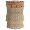 vidaXL Patio Side Tables 2 pcs with Wooden Top Beige Poly Rattan