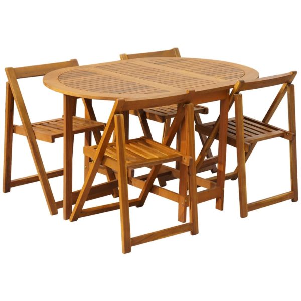 vidaXL Garden Table Folding Brown Solid Acacia Wood Outdoor Surface Patio