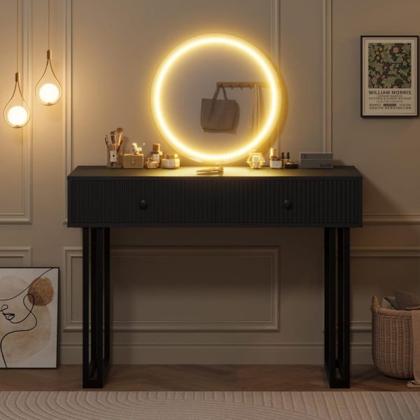 local-goods-image-351c39bf-f9de1f3a-c99b-49fb-a3e8-7ca036dc6987 IDEALHOUSE Vanity Desk with Mirror and Lights, 49.2”H Makeup Vanity with 3 Color Lights and Adjustable Brightness, Bedroom Vanity Table with 2 Drawers, Black