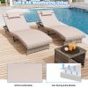 3 Pieces Chaise Lounge Set, Modern Outdoor Patio Furniture with Adjustable Backrest & Side Table, Durable PE Wicker, Weather Resistant Cushions