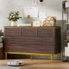 local-goods-image-4bd06a15-c146e6a0-9d26-47aa-8d84-61853c546551 GarveeHome 7 Drawers Dresser for Bedroom, 54in Wide Fluted Chest of Drawers Dresser Wood Storage Cabinet Curved Design TV Stand with Gold Metal Handles for Bedroom Living Room, Walnut