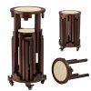 4/6 PCS Stackable Stools, Rubber Wood Stool with Rattan Woven Seat and Mobile Base, Stacking Side Stool for Dining Table, Walnut / Natural Wood