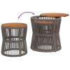 vidaXL Patio Side Tables 2 pcs with Wooden Top Beige Poly Rattan